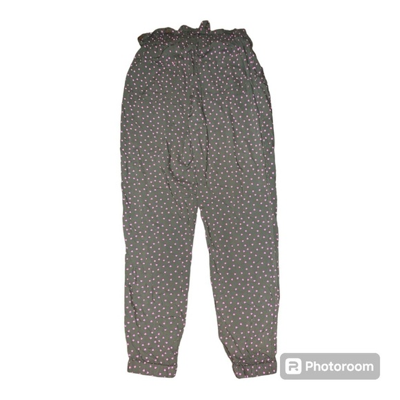 BODEN girls size 16y XL drawstring lose fit jogger pants green pink hearts belt - Picture 2 of 10